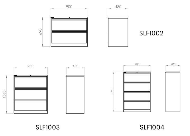 lateral filing cabinets by Stronghold - dimensions